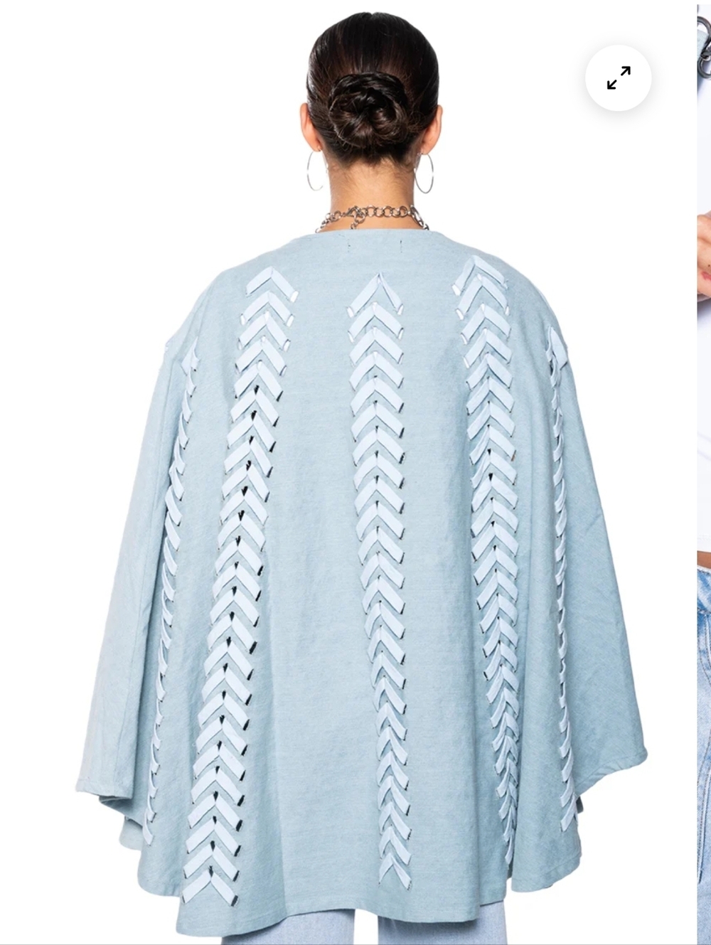 Akira Label Phantogram Denim Poncho with Laces OS Sold out online - Picture 3 of 15